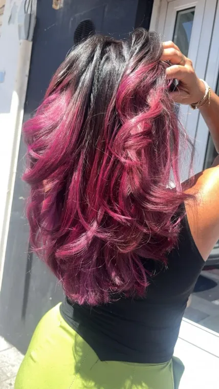 Brushing wavy et coloration violine flashé, Le Port, FANTASIA HAIR BEAUTY