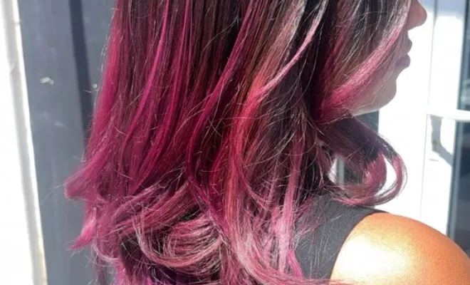 Brushing wavy et coloration violine flashé, Le Port, FANTASIA HAIR BEAUTY