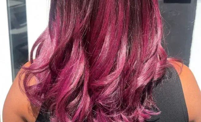 Brushing wavy et coloration violine flashé, Le Port, FANTASIA HAIR BEAUTY